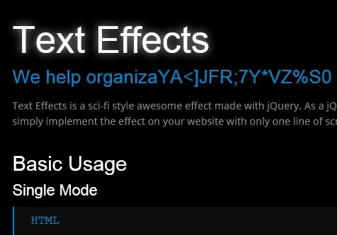 Science Fiction Style Text Effect Plugin with jQuery - textEffects