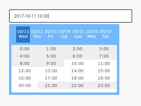 Select Date And Time In Next 7 Days - jQuery Calendar7 Plugin