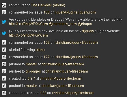 Show A Stream of Your Online Activity With jQuery lifestream - Download Show A Stream of Your Online Activity With jQuery - lifestream