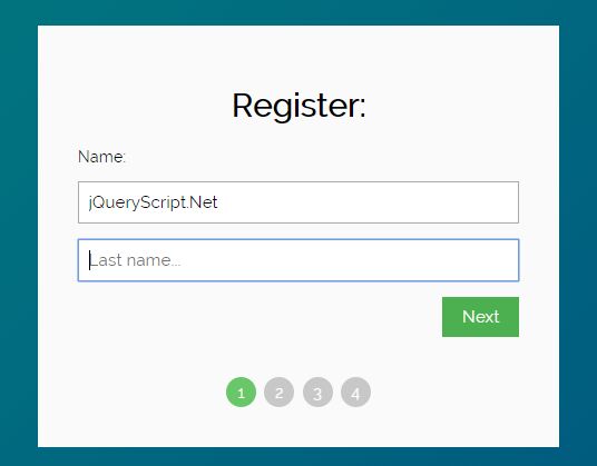 Minimal Clean Sign-up Form Wizard Plugin - jQuery multiStepForm