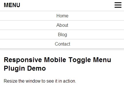 Simple Clean Responsive Mobile Toggle Menu Plugin For jQuery