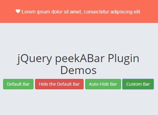 Simple Customizable jQuery Notification Bar Plugin - peekABar