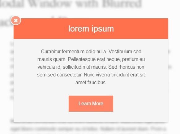 Simple Modal Window with Blurred Background Using jQuery and CSS3