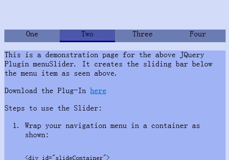 Simple jQuery Navigation Menu Slider - menuSlider