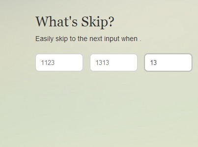 Simple jQuery Plugin To Auto Skip To Next Input Field - Skip