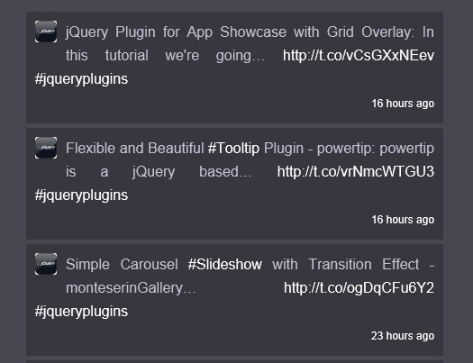 Simple jQuery Plugin for Displaying Recent Tweets - jtwt.js