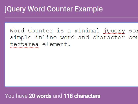 Simple jQuery Word and Character Counter For Text Box - Word Counter