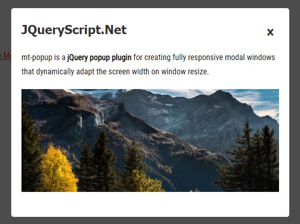 Smooth Adaptive Modal Window Plugin - jQuery mt-popup