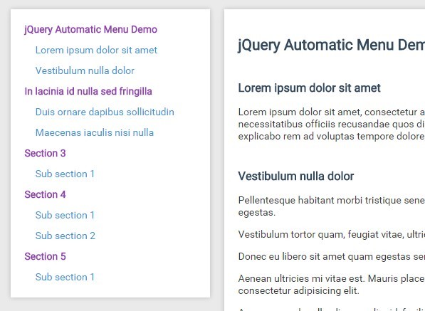 Sticky TOC-style Navigation with jQuery - Automatic Menu