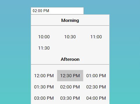 Unobtrusive Time Picker Dropdown Plugin - jQuery timeSelect.js