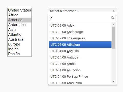 Filterable Timezone Selector With jQuery - timezoneWidget
