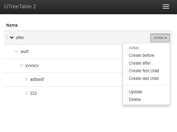 Dynamic Interactive Tree Table Plugin For Bootstrap - GTreeTable 2