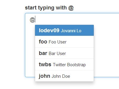 <font color='red'>twitter</font> Like @Mentions Auto Suggesting Plugin with jQuery - Bootstrap Suggest