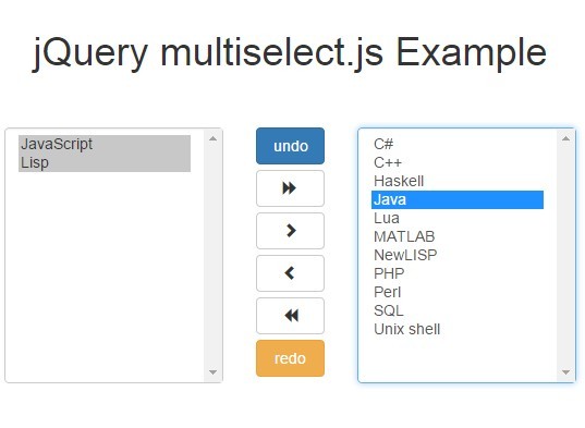 Two-side Multi Select Plugin with jQuery - multiselect.js