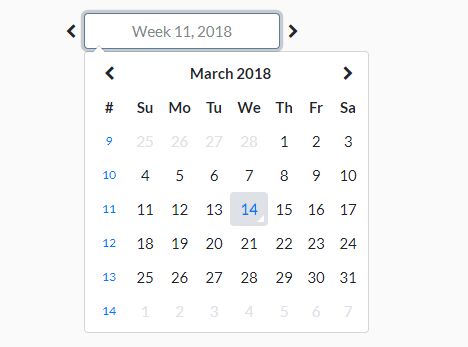 Minimal Week Picker Component For Bootstrap 4