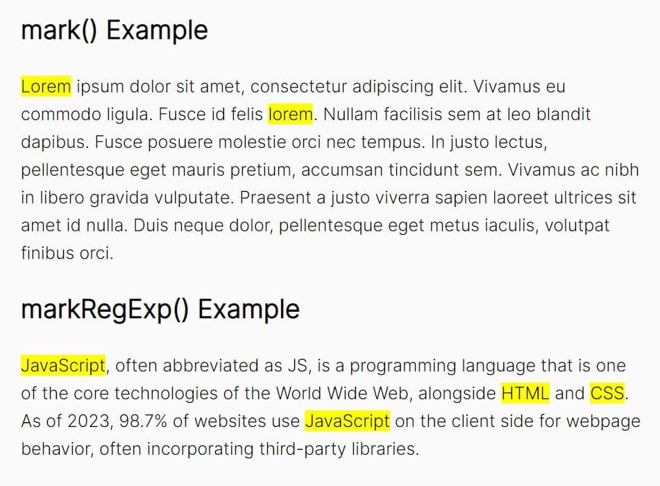 Performant Text Highlighting Plugin - advanced-mark.js