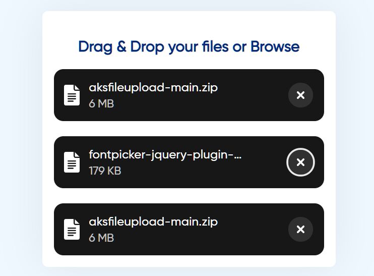 Draggable File Upload Component With jQuery - aksFileUpload.js