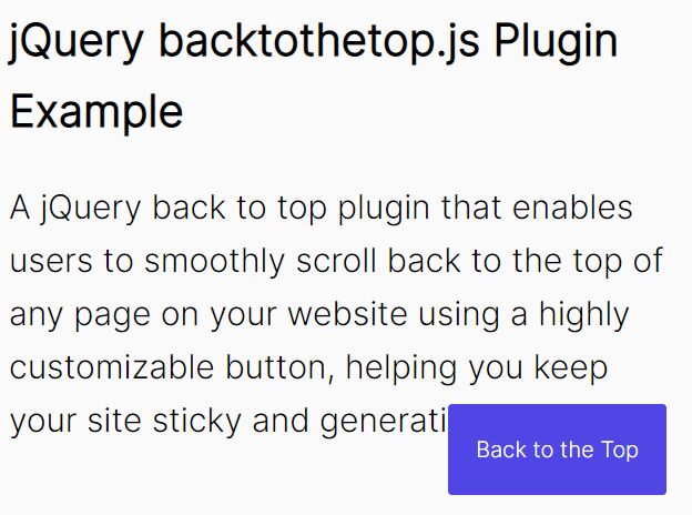 Animate Scrolling To The Top Of The Page - jQuery backtothetop.js