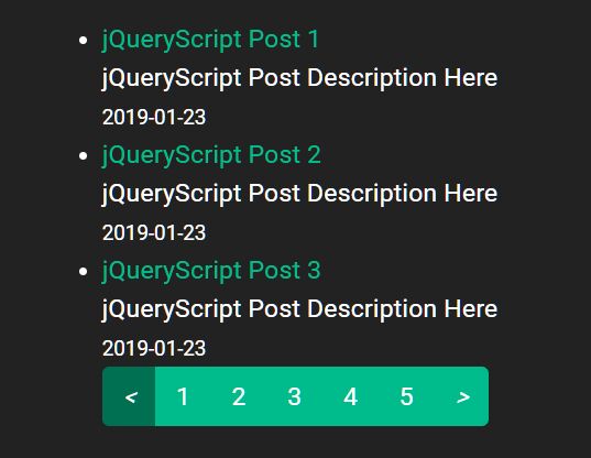 Paginate A List Of Array Items In jQuery - static-pagination