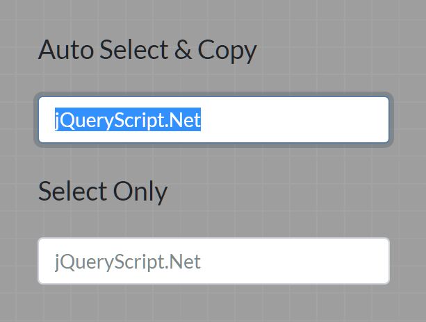 Auto Select And Copy Content In Text Field - jQuery Pick-text