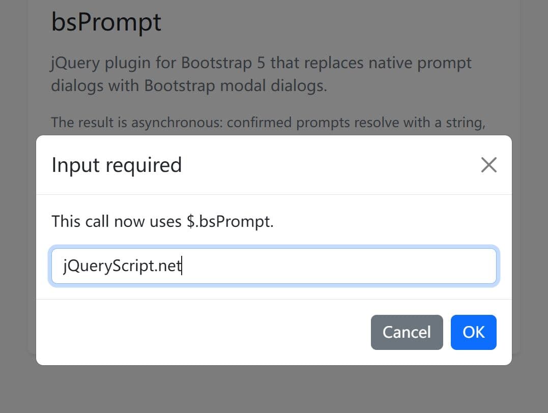 Async Modal Dialog That Replaces window.prompt - bsPrompt