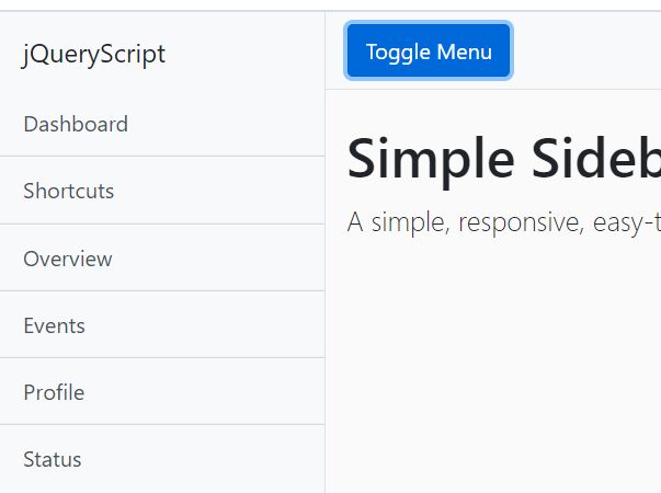An off canvas sidebar navigation Bootstrap HTML template