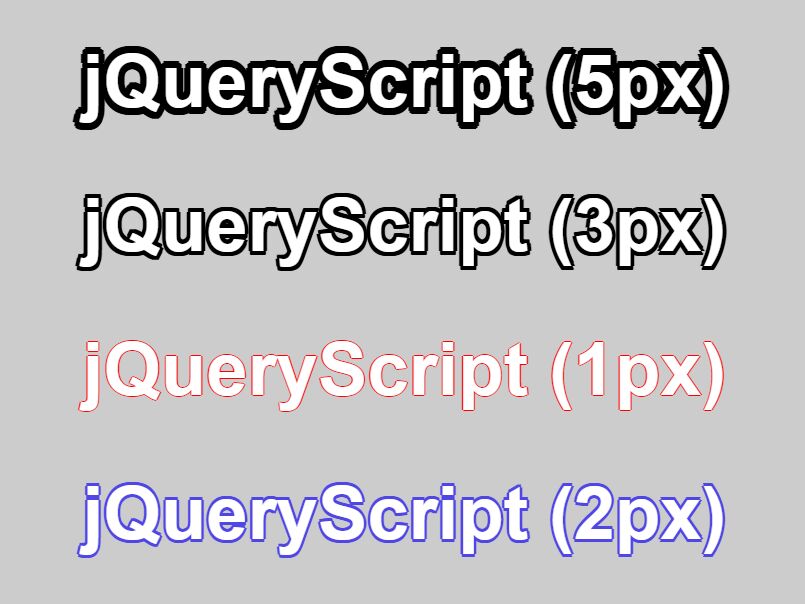 Apply Borders To Text Characters Using Text Shadow - jQuery Stroke