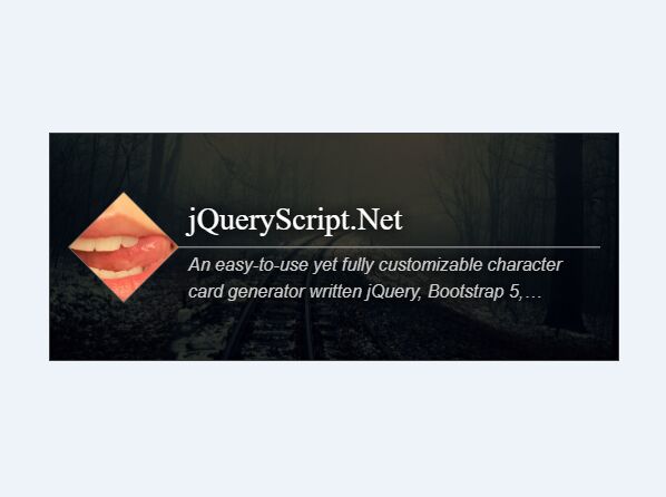 Fully Customizable Character Card Generator In jQuery