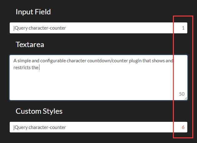 Textarea character counter