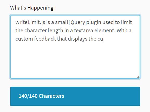 Limit The Character Length In A Textarea - jQuery writeLimit.js