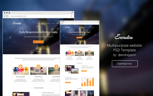 Emmeline - Multipurpose website PSD Template Free