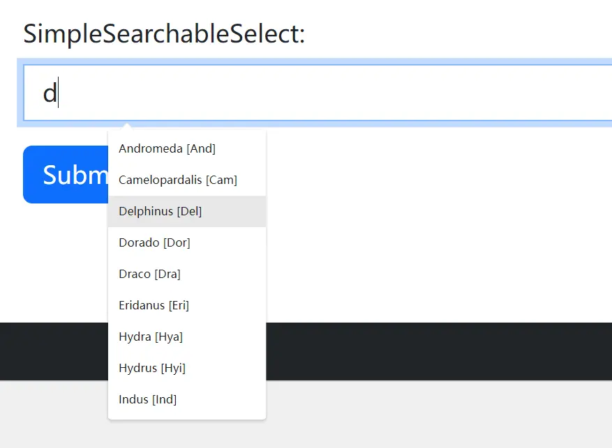 SimpleSearchableSelect