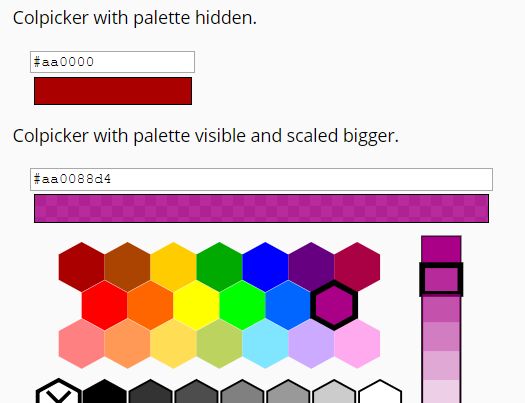 HEX/RGBA Color Picker & Palette Selector Plugin - jQuery Colpicker