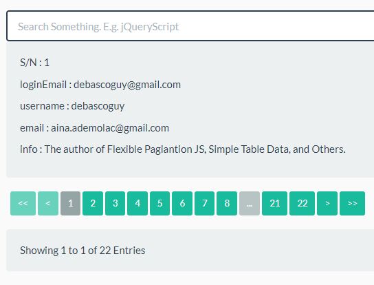 Searchable Content Paginator For jQuery - FlexiblePaginationJS