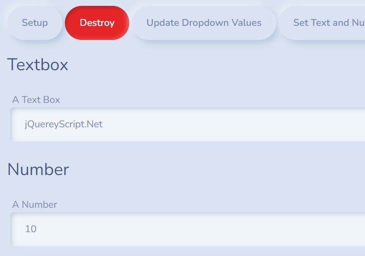 Create & Update Form Fields Programmatically - jQuery jfield.js