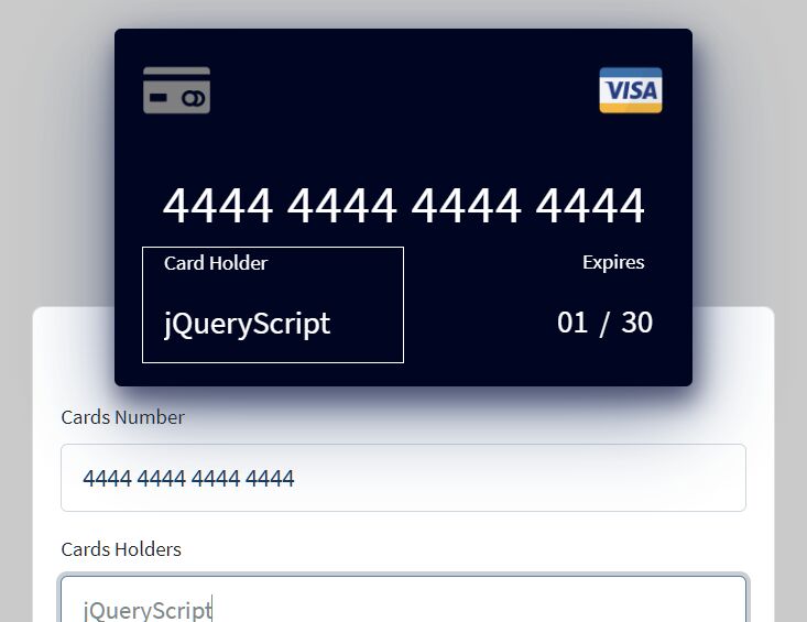 Credit Card Form With Cool Interactions | Free jQuery Plugins