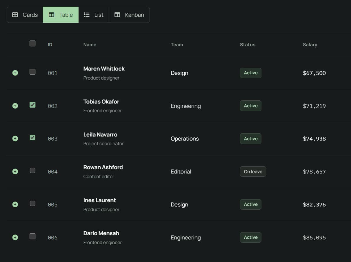 Multi-View jQuery Data Grid with Kanban - DataBox