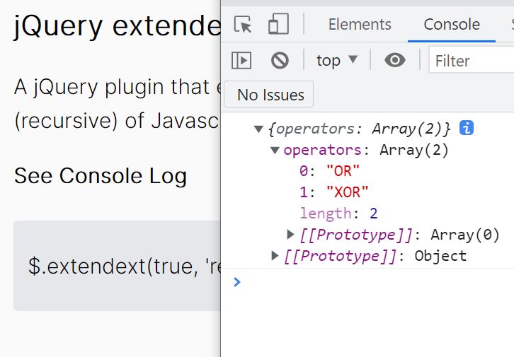 Deep Merging Of Javascript Objects - jQuery extendext
