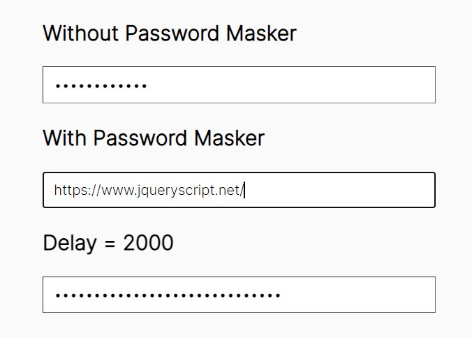 Delayed Password Masking jQuery Plugin - jQuery mask-password.js