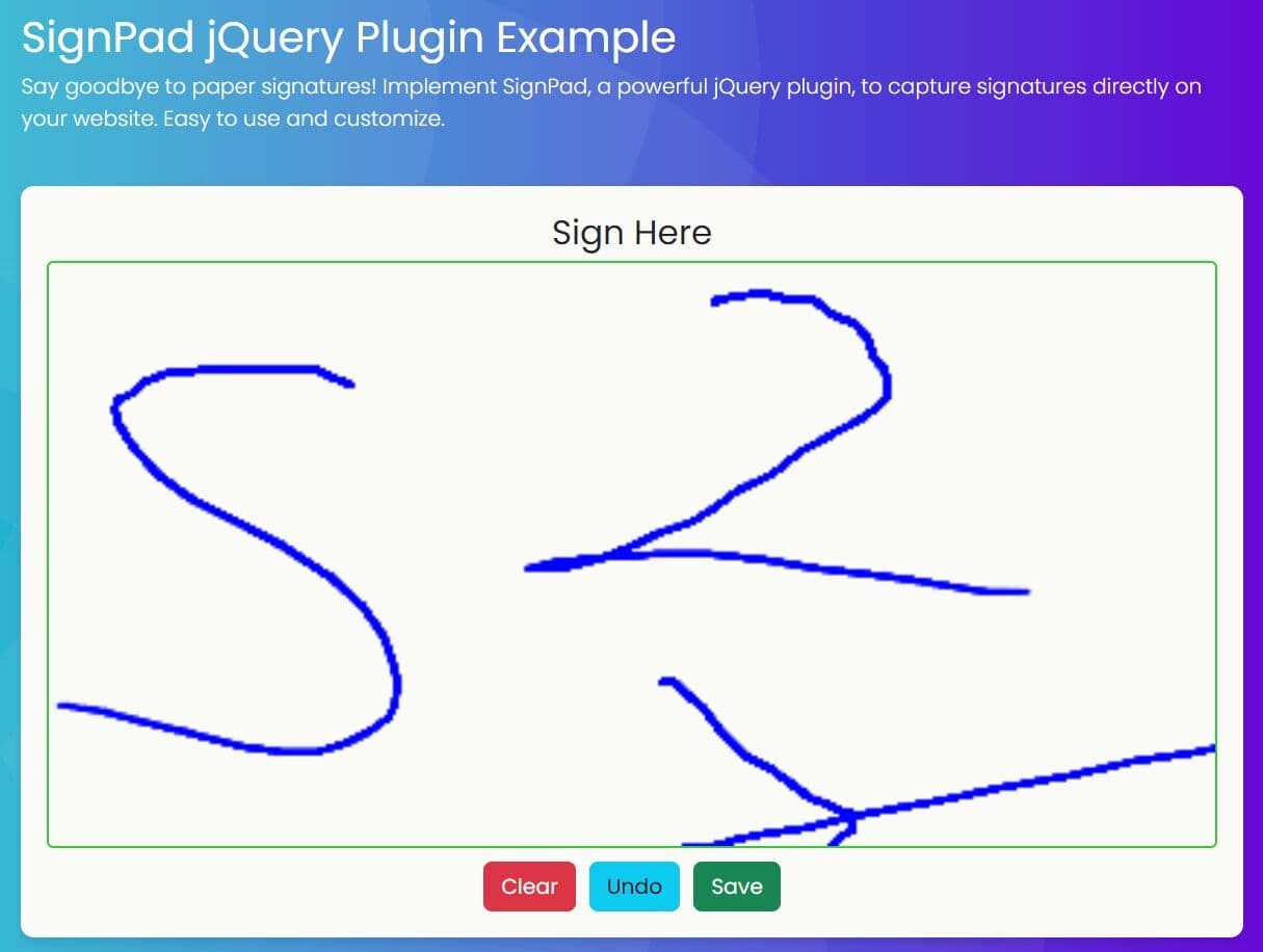 Implement Digital Signatures in Web Apps - jQuery SignPad