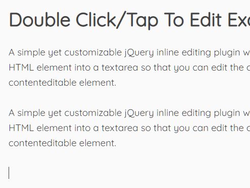 Double Click/Tap To Edit Plugin With jQuery - Editable