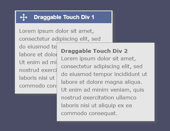 Mobile-first Drag And Drop Library - draggable-div-with-touch.js