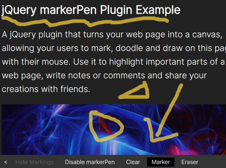 Draw And Mark On Webpage With markerPen jQuery Plugin