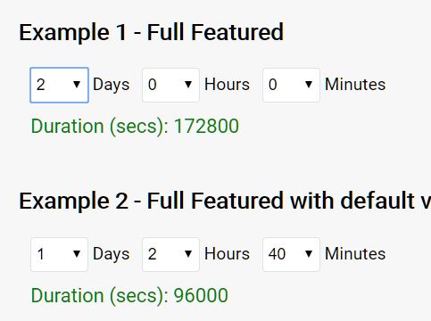 Set Duration In Days, Hours And Minutes - durationPicker.js