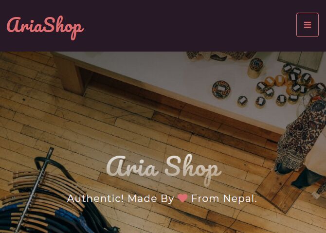 Modern E-commerce Web Template - Aria Bootstrap