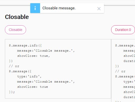 elementUI Style Feedback Message Plugin With jQuery - message.js