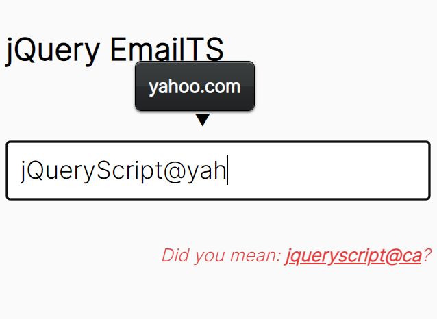 Email Address (Domain Name) Autocomplete Plugin - jQuery EmailTS