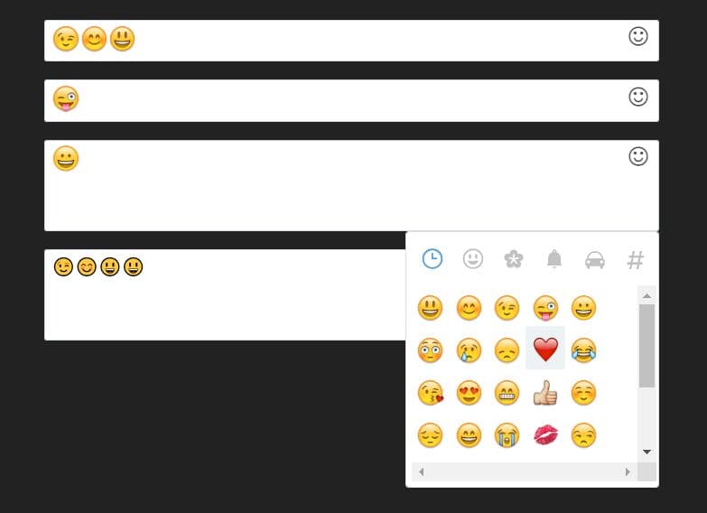 Fast Emoji Picker For Text Fields - jQuery emoji-picker.js