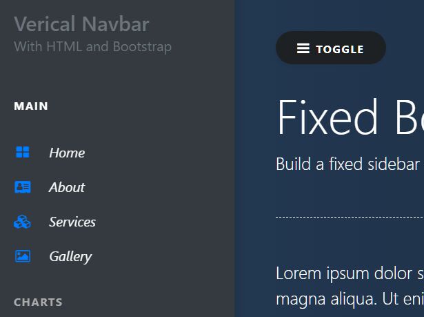 Fixed Bootstrap 4 Vertical Sidebar Navigation