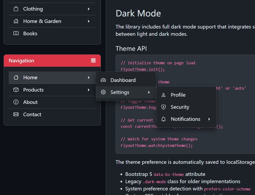 Responsive Multi-Level Flyout Menu Plugin for Bootstrap 5